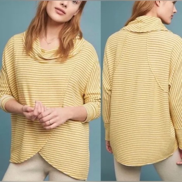 Anthropologie Saturday Sunday Striped cowl neck wrap top size small - Picture 2 of 5